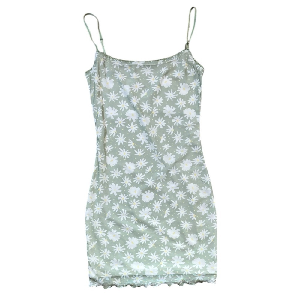 Princess Polly Green Floral Mini Slip Dress Spaghetti Strap Women's 4 Lined EUC